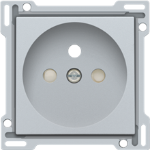 Afwerkingsset voor stopcontact met penaarde en kinderveiligheid, inbouwdiepte 28,5 mm, sterling