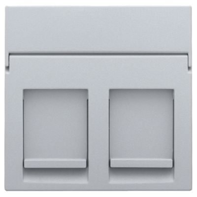 Centraalplaat data 2x RJ, sterling coated