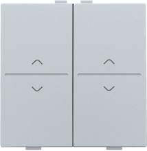 Tweevoudige toets met pijltjes 'op' en 'neer' voor draadloze schakelaar of drukknop met 4 bedieningsknoppen, sterling coated Tweevoudige toets met pijltjes 'op' en 'neer' voor draadloze schakelaar of drukknop met 4 bedieningsknoppen, sterling coated