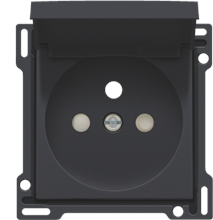 Afwerkingsset voor stopcontact met klapdeksel, penaarde en beschermingsafsluiters, inbouwdiepte 28,5 mm, anthracite coated