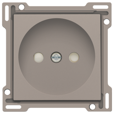 Afwerkingsset voor stopcontact zonder aarding met beschermingsafsluiters, inbouwdiepte 21 mm, bronze coated Afwerkingsset voor stopcontact zonder aarding met beschermingsafsluiters, inbouwdiepte 21 mm, bronze coated