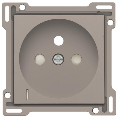 Afwerkingsset met doorschijnende lens voor stopcontact met spanningsaanduiding, penaarde en beschermingsafsluiters, inbouwdiepte 28,5 mm, bronze coated
