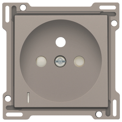 Afwerkingsset met doorschijnende lens voor stopcontact met spanningsaanduiding, penaarde en beschermingsafsluiters, inbouwdiepte 28,5 mm, bronze coated