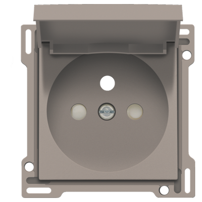 Afwerkingsset voor stopcontact met klapdeksel, penaarde en beschermingsafsluiters, inbouwdiepte 28,5 mm, bronze coated