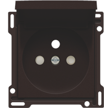 Afwerkingsset voor stopcontact met klapdeksel, penaarde en beschermingsafsluiters, inbouwdiepte 28,5 mm, dark brown coated