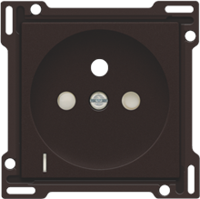 Afwerkingsset met doorschijnende lens voor stopcontact met spanningsaanduiding, penaarde en beschermingsafsluiters, inbouwdiepte 28,5 mm, dark brown coated