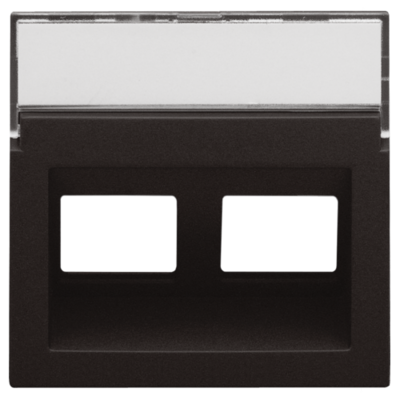 Centraalplaat data 2x RJ schuine uitgang, dark brown coated