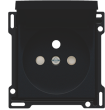 Afwerkingsset voor stopcontact met klapdeksel, penaarde en kinderveiligheid, inbouwdiepte 28,5 mm, black coated
