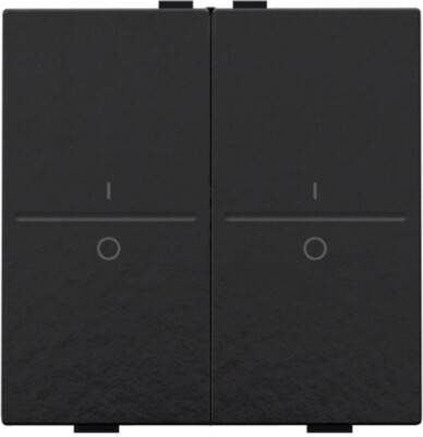 Tweevoudige toets met opdruk I en 0 voor draadloze schakelaar of drukknop met 4 bedieningsknoppen, piano black coated