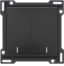 Afwerkingsset met dubbele lens voor serieschakelaar, wisselschakelaar + drukknop N.O., dubbele wisselschakelaar of dubbele drukknop N.O. of N.G., piano black coated