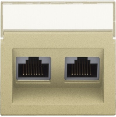 Centraalplaat data 2x RJ schuine uitgang, gold coated