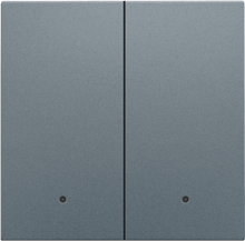 Afwerkingsset met lens voor dubbele elektronische schakelaar of drukknop, blue grey coated Afwerkingsset met lens voor dubbele elektronische schakelaar of drukknop, blue grey coated