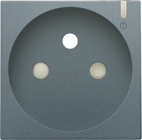 Afwerkingsset voor geconnecteerd schakelbaar stopcontact met penaarde en bedieningsknop, blue grey coated Afwerkingsset voor geconnecteerd schakelbaar stopcontact met penaarde en bedieningsknop, blue grey coated