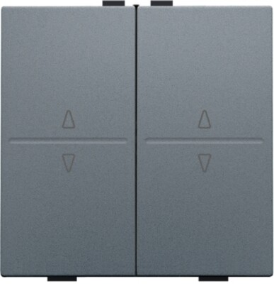 Tweevoudige toets met pijltjes 'op' en 'neer' voor draadloze schakelaar of drukknop met 4 bedieningsknoppen, blue grey coated Tweevoudige toets met pijltjes 'op' en 'neer' voor draadloze schakelaar of drukknop met 4 bedieningsknoppen, blue grey coated