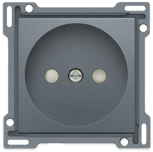 Afwerkingsset voor stopcontact zonder aarding met beschermingsafsluiters, inbouwdiepte 21 mm, blue grey coated Afwerkingsset voor stopcontact zonder aarding met beschermingsafsluiters, inbouwdiepte 21 mm, blue grey coated