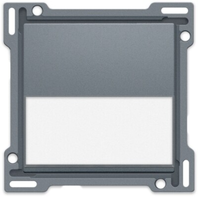 Afwerkingsset met tekstveld voor enkelvoudige schakelaar of drukknop, blue grey coated Afwerkingsset met tekstveld voor enkelvoudige schakelaar of drukknop, blue grey coated