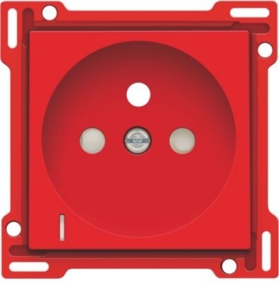 Afwerkingsset met doorschijnende lens voor stopcontact met spanningsaanduiding, penaarde en kinderveiligheid, inbouwdiepte 28,5 mm, red