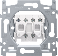 Niko, dubbele schakelaar: wisselschakelaar en drukknop N.O., 10 AX/250 Vac, schroefklemmen