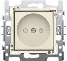 Niko, Stopcontact zonder aarding met kinderveiligheid, inbouwdiepte 21 mm, sokkel met schroefklemmen en afwerkingsset Original Cream Niko, Stopcontact zonder aarding met kinderveiligheid, inbouwdiepte 21 mm, sokkel met schroefklemmen en afwerkingsset Original Cream