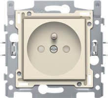 Niko, Stopcontact met penaarde en kinderveiligheid, inbouwdiepte 28,5 mm, sokkel met insteekklemmen en afwerkingsset Original Cream Niko, Stopcontact met penaarde en kinderveiligheid, inbouwdiepte 28,5 mm, sokkel met insteekklemmen en afwerkingsset Original Cream