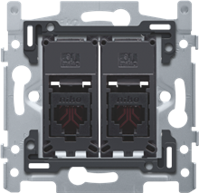 Niko, 2 RJ11-aansluitingen UTP, vlakke uitvoering, incl. inbouwraam 60 x 71 mm met schroefbevestiging Niko, 2 RJ11-aansluitingen UTP, vlakke uitvoering, incl. inbouwraam 60 x 71 mm met schroefbevestiging