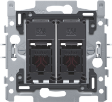 Niko, 2 RJ11-aansluitingen UTP, vlakke uitvoering, incl. inbouwraam 60 x 71 mm met klauwbevestiging Niko, 2 RJ11-aansluitingen UTP, vlakke uitvoering, incl. inbouwraam 60 x 71 mm met klauwbevestiging