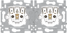 Niko, dubbel stopcontact horizontaal met penaarde en kinderveiligheid, inbouwdiepte 21 mm, insteekklemmen Niko, dubbel stopcontact horizontaal met penaarde en kinderveiligheid, inbouwdiepte 21 mm, insteekklemmen