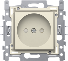Niko, Stopcontact zonder aarding met kinderveiligheid, inbouwdiepte 21 mm, sokkel met insteekklemmen en afwerkingsset Original Cream Niko, Stopcontact zonder aarding met kinderveiligheid, inbouwdiepte 21 mm, sokkel met insteekklemmen en afwerkingsset Original Cream