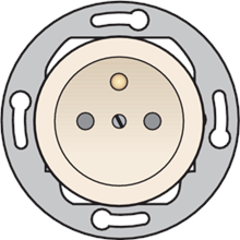 Gekleurd stopcontact met penaarde en kinderveiligheid voor vloerdozen, inbouwdiepte 28,5 mm, insteekklemmen, cream Gekleurd stopcontact met penaarde en kinderveiligheid voor vloerdozen, inbouwdiepte 28,5 mm, insteekklemmen, cream