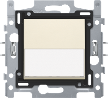 Drukknop N.O. met 3 aansluitklemmen, sokkel, insteekklemmen en afwerkingsset met tekstveld cream