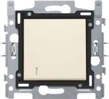 Niko Original Cream, Drukknop N.O. met 3 aansluitklemmen, sokkel, insteekklemmen en afwerkingsset met lens