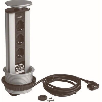 HAGER - Meervoudige stopcontactmodules voor inbouw 3 stopc. 2P + A / 2 RJ45 Cat. 5