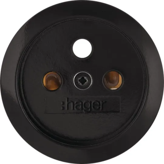 HAGER - Afwerkingsset vr stopcontact met penaarde Serie 1930 zwart, glanzend