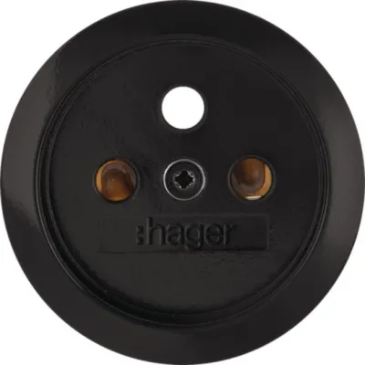 HAGER - Afwerkingsset vr stopcontact met penaarde Serie 1930 zwart, glanzend