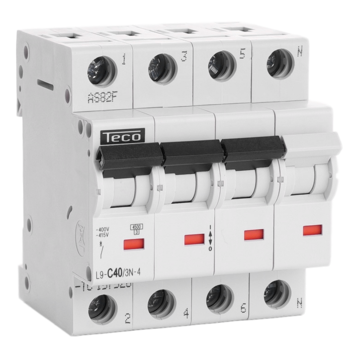 TECO - Automaat TC 3P+N 40A 4,5kA Curve C TECO - Automaat TC 3P+N 40A 4,5kA Curve C