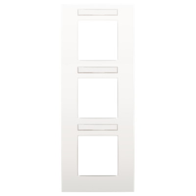Drievoudige afdekplaat, 71 mm centerafstand, met transparant tekstveld, Niko Intense white