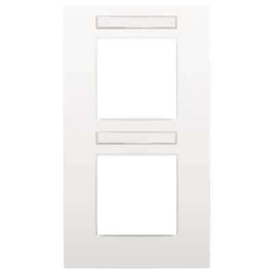 Tweevoudige afdekplaat met 71 mm centerafstand, met transparant tekstveld, Niko Intense white