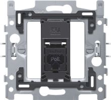 1 RJ45-aansluiting UTP Cat. 6A, klaar voor PoE++, vlakke uitvoering, incl. sokkel 60 x 71 mm met klauwbevestiging 1 RJ45-aansluiting UTP Cat. 6A, klaar voor PoE++, vlakke uitvoering, incl. sokkel 60 x 71 mm met klauwbevestiging