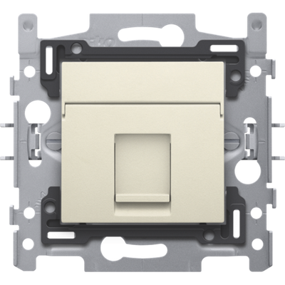 1 RJ45-aansluiting STP Cat. 5E, klaar voor PoE++, vlakke uitvoering, incl. sokkel 60 x 71 mm met klauwbevestiging en afwerkingsset, cream 1 RJ45-aansluiting STP Cat. 5E, klaar voor PoE++, vlakke uitvoering, incl. sokkel 60 x 71 mm met klauwbevestiging en afwerkingsset, cream