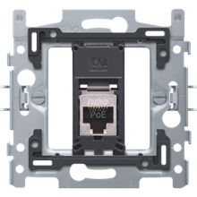 1 RJ45-aansluiting STP Cat. 6A, klaar voor PoE++, vlakke uitvoering, incl. sokkel 60 x 71 mm met klauwbevestiging 1 RJ45-aansluiting STP Cat. 6A, klaar voor PoE++, vlakke uitvoering, incl. sokkel 60 x 71 mm met klauwbevestiging