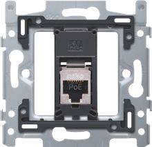 1 RJ45-aansluiting STP Cat. 6A, klaar voor PoE++, vlakke uitvoering, incl. sokkel 60 x 71 mm met schroefbevestiging