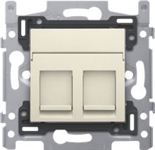 2 RJ45-aansluitingen STP Cat. 6A, klaar voor PoE++, vlakke uitvoering, incl. sokkel 60 x 71 mm met schroefbevestiging en afwerkingsset, cream 2 RJ45-aansluitingen STP Cat. 6A, klaar voor PoE++, vlakke uitvoering, incl. sokkel 60 x 71 mm met schroefbevestiging en afwerkingsset, cream