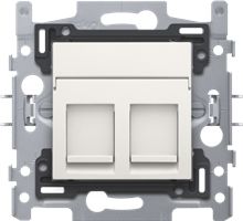 2 RJ45-aansluitingen STP Cat. 6A, klaar voor PoE++, vlakke uitvoering, incl. sokkel 60 x 71 mm met klauwbevestiging en afwerkingsset, white