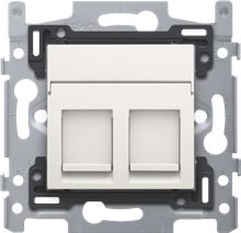 2 RJ45-aansluitingen STP Cat. 6A, klaar voor PoE++, vlakke uitvoering, incl. sokkel 60 x 71 mm met schroefbevestiging en afwerkingsset, white