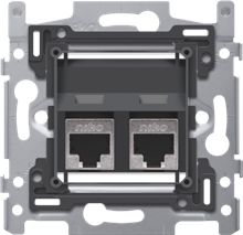 2 RJ45-aansluitingen STP Cat. 6, klaar voor PoE++, schuine uitvoering, incl. sokkel 60 x 71 mm met schroefbevestiging 2 RJ45-aansluitingen STP Cat. 6, klaar voor PoE++, schuine uitvoering, incl. sokkel 60 x 71 mm met schroefbevestiging