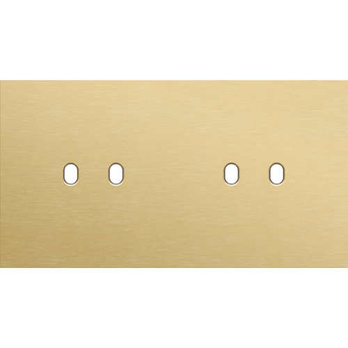 Tweevoudige afdekplaat, horizontaal 71 mm centerafstand, voor tweevoudige schakelfuncties, Niko Toggle alu gold brushed Tweevoudige afdekplaat, horizontaal 71 mm centerafstand, voor tweevoudige schakelfuncties, Niko Toggle alu gold brushed