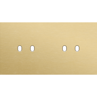 Tweevoudige afdekplaat, horizontaal 71 mm centerafstand, voor tweevoudige schakelfuncties, Niko Toggle alu gold brushed Tweevoudige afdekplaat, horizontaal 71 mm centerafstand, voor tweevoudige schakelfuncties, Niko Toggle alu gold brushed