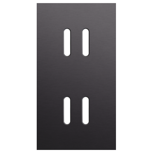 Tweevoudige afdekplaat, verticaal 71 mm centerafstand, voor tweevoudige schakelfuncties, Niko Rocker alu black brushed