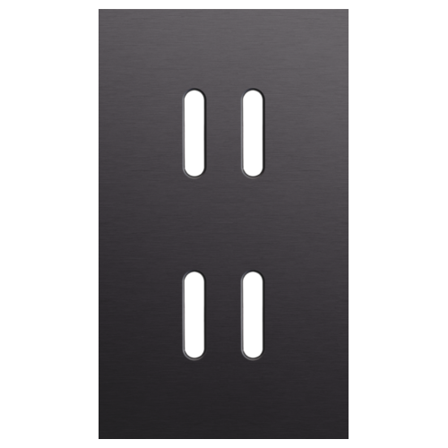 Tweevoudige afdekplaat, verticaal 60 mm centerafstand, voor tweevoudige schakelfuncties, Niko Rocker alu black brushed