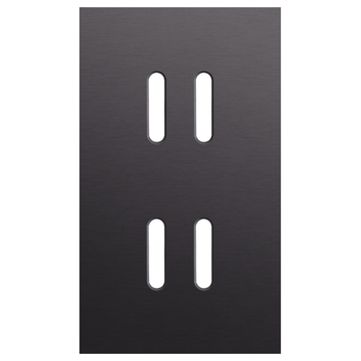 Tweevoudige afdekplaat, verticaal 60 mm centerafstand, voor tweevoudige schakelfuncties, Niko Rocker alu black brushed
